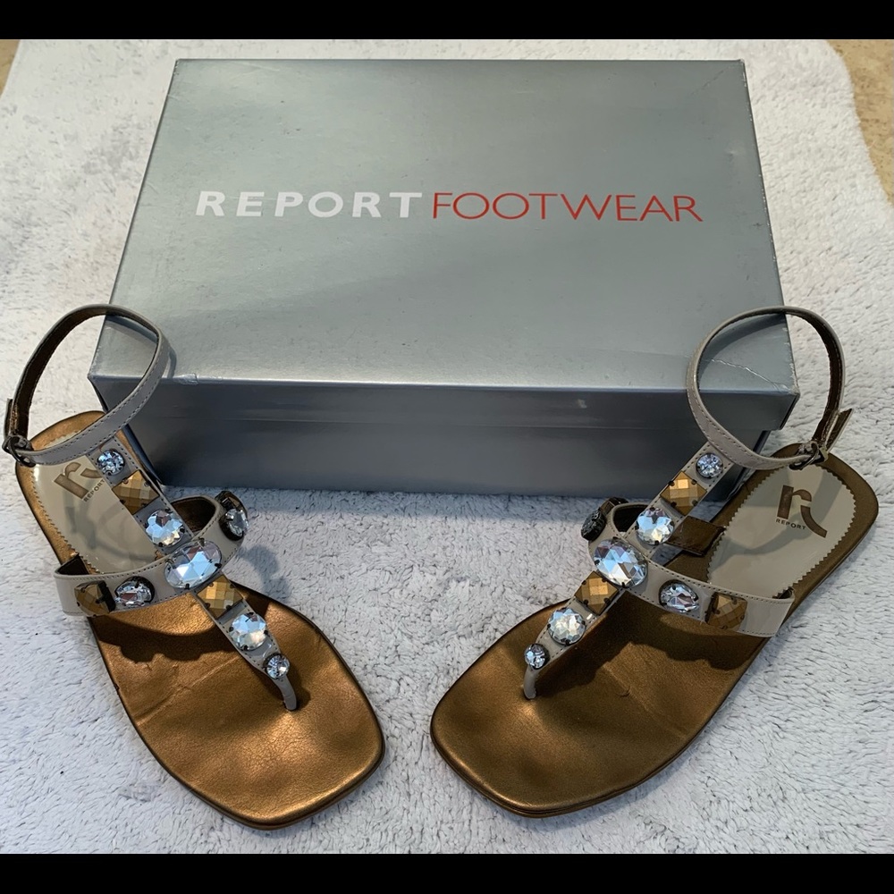 Report Footwear Ellen Nude Jeweled sandals, size 8